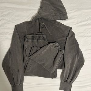 Acid Wash Charcoal Hoodie and Jogger Matching Set 10 Large